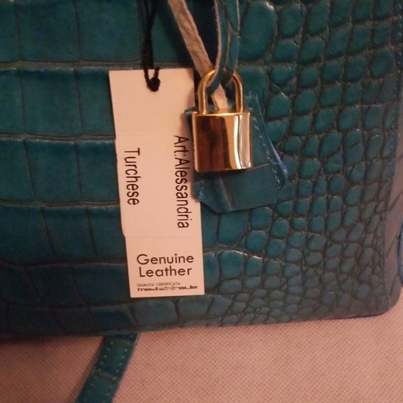 Made in Italia Leather Crocodile  Satchel - Picture 4 of 8
